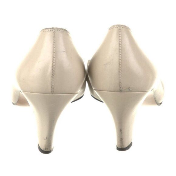 salvatore Ferragamo Authentic Ivory White Gold Mid Block Heels 7.5 AAA - Picture 4 of 8